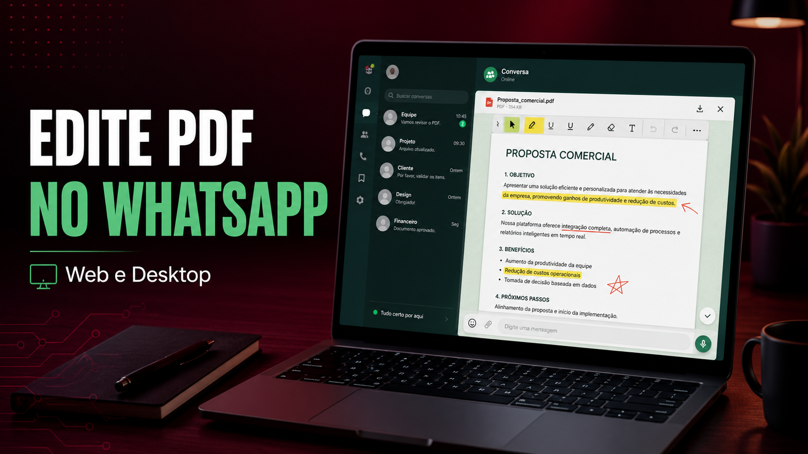 Como editar PDF no WhatsApp Web e Desktop