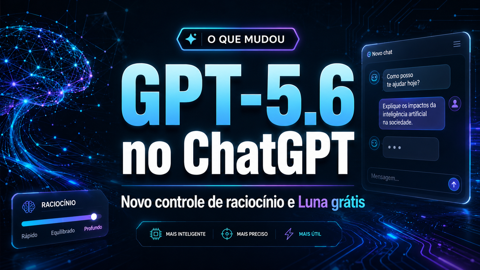 GPT-5.6 no ChatGPT: raciocínio e Luna grátis
