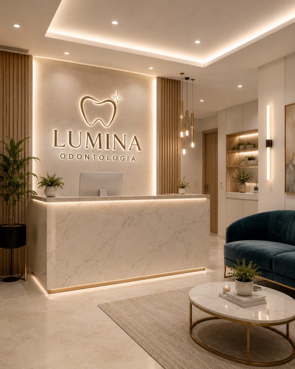 Recepção premium da clínica Lumina Odontologia