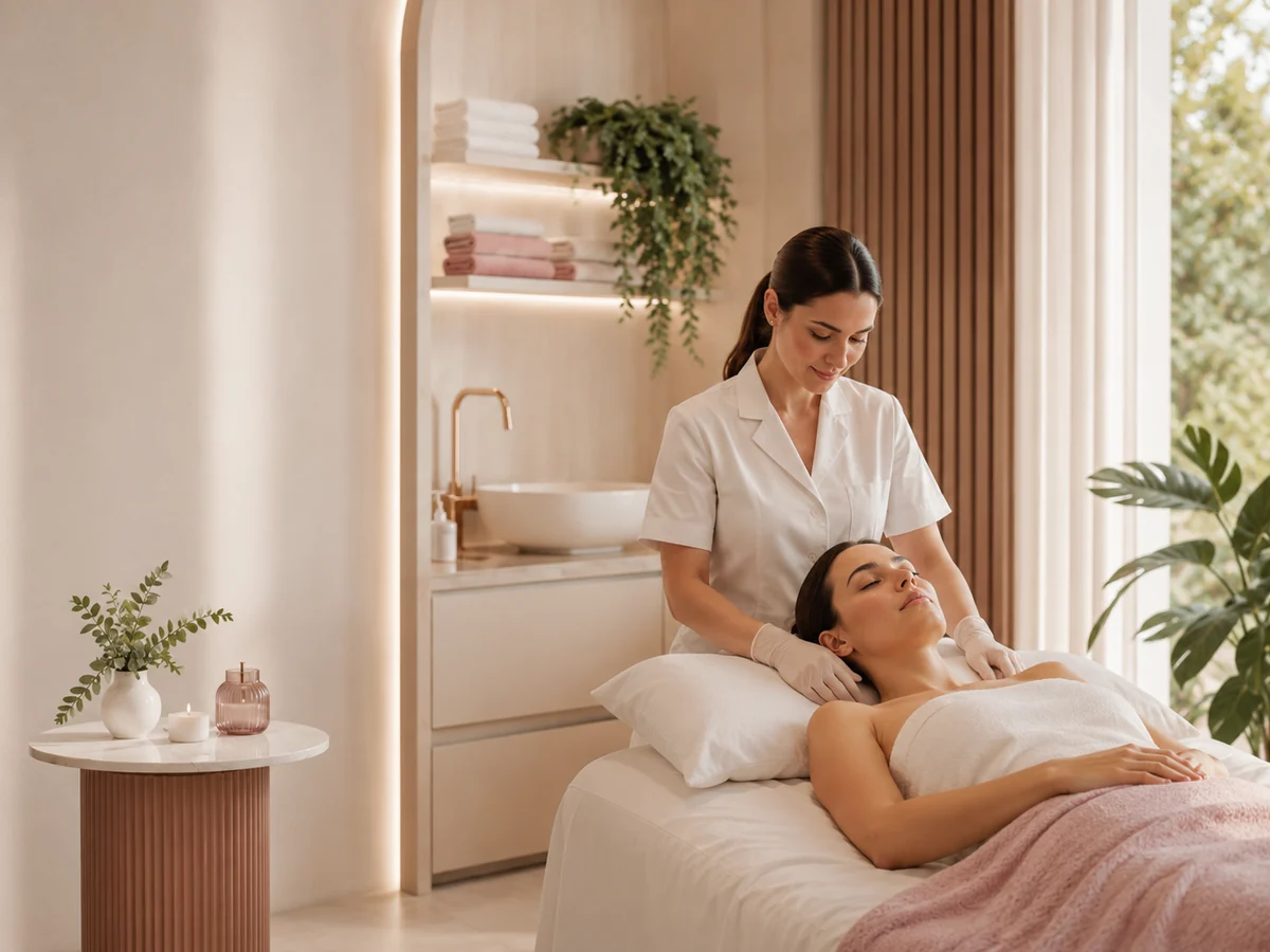Detalhes de decoração em clínica de estética moderna